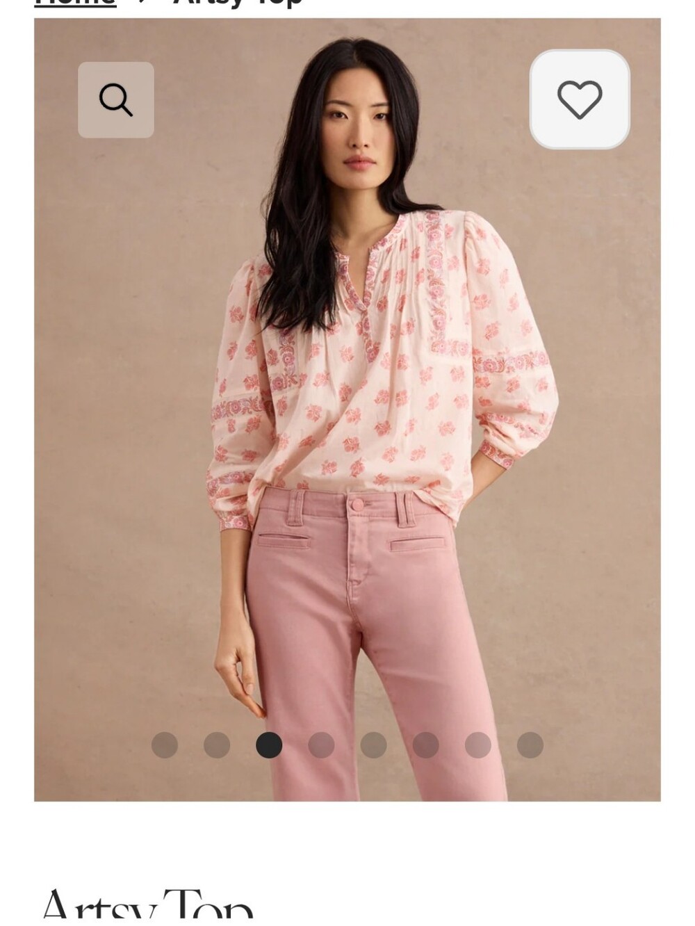 CAbi Pink Floral Pintuck Blouse - Picture 2 of 10